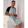 image:imageRuncati Mens Nightshirt Short Sleeve V Neck Nightgown Color Block Loose Fit Comfy Lounge Pajama SleepwearGrey