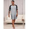 image:imageRuncati Mens Nightshirt Short Sleeve V Neck Nightgown Color Block Loose Fit Comfy Lounge Pajama SleepwearGrey