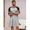 image:imageRuncati Mens Nightshirt Short Sleeve V Neck Nightgown Color Block Loose Fit Comfy Lounge Pajama SleepwearGrey