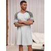 image:imageRuncati Mens Nightshirt Short Sleeve V Neck Nightgown Color Block Loose Fit Comfy Lounge Pajama SleepwearLight Grey