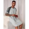 image:imageRuncati Mens Nightshirt Short Sleeve V Neck Nightgown Color Block Loose Fit Comfy Lounge Pajama SleepwearLight Grey