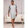 image:imageRuncati Mens Nightshirt Short Sleeve V Neck Nightgown Color Block Loose Fit Comfy Lounge Pajama SleepwearLight Grey