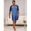 image:imageRuncati Mens Nightshirt Short Sleeve V Neck Nightgown Color Block Loose Fit Comfy Lounge Pajama SleepwearNavy