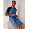 image:imageRuncati Mens Nightshirt Short Sleeve V Neck Nightgown Color Block Loose Fit Comfy Lounge Pajama SleepwearNavy
