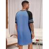 image:imageRuncati Mens Nightshirt Short Sleeve V Neck Nightgown Color Block Loose Fit Comfy Lounge Pajama SleepwearNavy