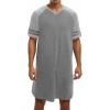 image:imageRuncati Mens Nightshirt Short Sleeve V Neck Nightgown Color Block Loose Fit Comfy Lounge Pajama SleepwearDark Grey