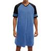 image:imageRuncati Mens Nightshirt Short Sleeve V Neck Nightgown Color Block Loose Fit Comfy Lounge Pajama SleepwearNavy