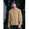 image:imageMens Medieval Pirate Shirt Viking Renaissance Lace up Mercenary Halloween Scottish Jacobite Ghillie TopsKhaki