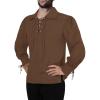 image:imageMens Medieval Pirate Shirt Viking Renaissance Lace up Mercenary Halloween Scottish Jacobite Ghillie TopsBrown