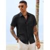 image:imageRuncati Mens Button Down Linen Shirt Short Sleeve Casual Vacation Shirts Summer Beach Wedding Tops with PocketBlack