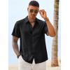 image:imageRuncati Mens Button Down Linen Shirt Short Sleeve Casual Vacation Shirts Summer Beach Wedding Tops with PocketBlack