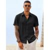 image:imageRuncati Mens Button Down Linen Shirt Short Sleeve Casual Vacation Shirts Summer Beach Wedding Tops with PocketBlack