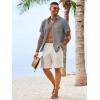 image:imageRuncati Mens Button Down Linen Shirt Short Sleeve Casual Vacation Shirts Summer Beach Wedding Tops with PocketGray