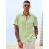 image:imageRuncati Mens Button Down Linen Shirt Short Sleeve Casual Vacation Shirts Summer Beach Wedding Tops with PocketMint