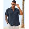 image:imageRuncati Mens Button Down Linen Shirt Short Sleeve Casual Vacation Shirts Summer Beach Wedding Tops with PocketNavy