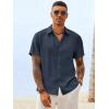 image:imageRuncati Mens Button Down Linen Shirt Short Sleeve Casual Vacation Shirts Summer Beach Wedding Tops with PocketNavy