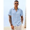 image:imageRuncati Mens Button Down Linen Shirt Short Sleeve Casual Vacation Shirts Summer Beach Wedding Tops with PocketSky Blue