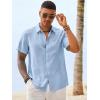 image:imageRuncati Mens Button Down Linen Shirt Short Sleeve Casual Vacation Shirts Summer Beach Wedding Tops with PocketSky Blue