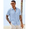 image:imageRuncati Mens Button Down Linen Shirt Short Sleeve Casual Vacation Shirts Summer Beach Wedding Tops with PocketSky Blue