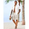 image:imageRuncati Mens Button Down Linen Shirt Short Sleeve Casual Vacation Shirts Summer Beach Wedding Tops with PocketWhite
