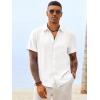 image:imageRuncati Mens Button Down Linen Shirt Short Sleeve Casual Vacation Shirts Summer Beach Wedding Tops with PocketWhite