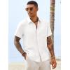 image:imageRuncati Mens Button Down Linen Shirt Short Sleeve Casual Vacation Shirts Summer Beach Wedding Tops with PocketWhite