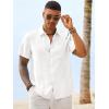 image:imageRuncati Mens Button Down Linen Shirt Short Sleeve Casual Vacation Shirts Summer Beach Wedding Tops with PocketWhite