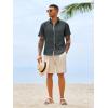 image:imageRuncati Mens Button Down Shirts Casual Short Sleeve Linen Shirt Summer Beach Wedding Tops with PocketBlack