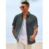 image:imageRuncati Mens Button Down Shirts Casual Short Sleeve Linen Shirt Summer Beach Wedding Tops with PocketBlack
