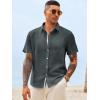 image:imageRuncati Mens Button Down Shirts Casual Short Sleeve Linen Shirt Summer Beach Wedding Tops with PocketBlack