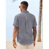 image:imageRuncati Mens Button Down Shirts Casual Short Sleeve Linen Shirt Summer Beach Wedding Tops with PocketGrey