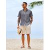 image:imageRuncati Mens Button Down Shirts Casual Short Sleeve Linen Shirt Summer Beach Wedding Tops with PocketGrey