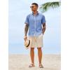 image:imageRuncati Mens Button Down Shirts Casual Short Sleeve Linen Shirt Summer Beach Wedding Tops with PocketJean Blue