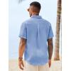 image:imageRuncati Mens Button Down Shirts Casual Short Sleeve Linen Shirt Summer Beach Wedding Tops with PocketJean Blue
