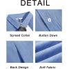 image:imageRuncati Mens Button Down Shirts Casual Short Sleeve Linen Shirt Summer Beach Wedding Tops with PocketJean Blue