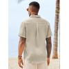 image:imageRuncati Mens Button Down Shirts Casual Short Sleeve Linen Shirt Summer Beach Wedding Tops with PocketKhaki
