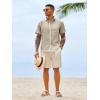 image:imageRuncati Mens Button Down Shirts Casual Short Sleeve Linen Shirt Summer Beach Wedding Tops with PocketKhaki