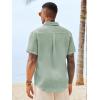 image:imageRuncati Mens Button Down Shirts Casual Short Sleeve Linen Shirt Summer Beach Wedding Tops with PocketOlive Green