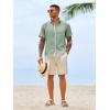 image:imageRuncati Mens Button Down Shirts Casual Short Sleeve Linen Shirt Summer Beach Wedding Tops with PocketOlive Green