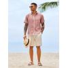 image:imageRuncati Mens Button Down Shirts Casual Short Sleeve Linen Shirt Summer Beach Wedding Tops with PocketPink