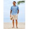 image:imageRuncati Mens Button Down Shirts Casual Short Sleeve Linen Shirt Summer Beach Wedding Tops with PocketSky Blue