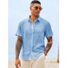 image:imageRuncati Mens Button Down Shirts Casual Short Sleeve Linen Shirt Summer Beach Wedding Tops with PocketSky Blue