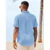 image:imageRuncati Mens Button Down Shirts Casual Short Sleeve Linen Shirt Summer Beach Wedding Tops with PocketSky Blue