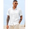 image:imageRuncati Mens Button Down Shirts Casual Short Sleeve Linen Shirt Summer Beach Wedding Tops with PocketWhite