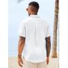 image:imageRuncati Mens Button Down Shirts Casual Short Sleeve Linen Shirt Summer Beach Wedding Tops with PocketWhite