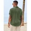 image:imageRuncati Mens Button Down Shirts Casual Short Sleeve Shirt Textured Linen Summer Beach Tops with PocketArmy Green