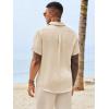 image:imageRuncati Mens Button Down Shirts Casual Short Sleeve Shirt Textured Linen Summer Beach Tops with PocketBeige