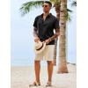 image:imageRuncati Mens Button Down Shirts Casual Short Sleeve Shirt Textured Linen Summer Beach Tops with PocketBlack
