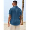 image:imageRuncati Mens Button Down Shirts Casual Short Sleeve Shirt Textured Linen Summer Beach Tops with PocketBluish Gray