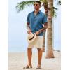 image:imageRuncati Mens Button Down Shirts Casual Short Sleeve Shirt Textured Linen Summer Beach Tops with PocketBluish Gray